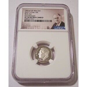 2021 S Clad Roosevelt Dime Proof PF70 UC NGC FR Portrait Label - Birth Set